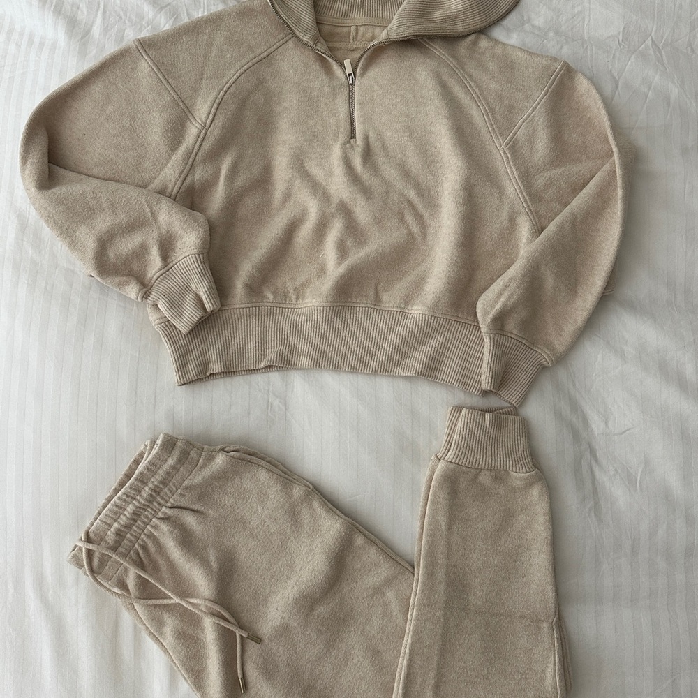Beige Hooded Lounge Set